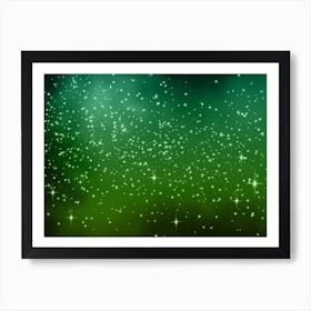 Dark Green Shades Shining Star Background Art Print