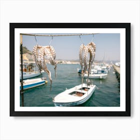 Typical greek harbour Art Print