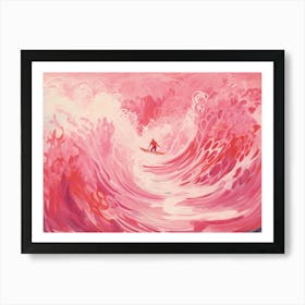 Pink Wave Surfer Art Print