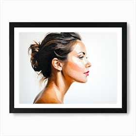 Side Profile Of Beautiful Woman Oil Painting 67 Art Print