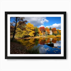 Autumn Leaves On A Lake Art Print