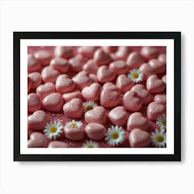 Pink Hearts On A Pink Background Art Print