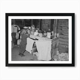 Little Girl In Kitchen Of Farm Home, Sheridan County, Montana By Russell Lee Art Print