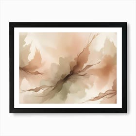 An Abstract Image Featuring A Soft, Flowing, And Organic Design In Shades Of Beige And Brown, Creating A Calming And Serene Atmosphere Art Print