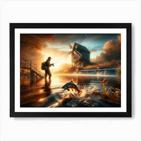 Fly Fisherman In The River 1 Art Print by KarloCuris - Fy