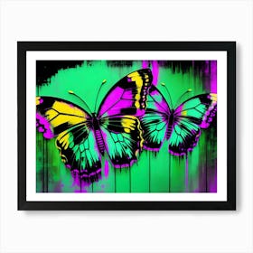 Two Butterflies On A Wall Art Print