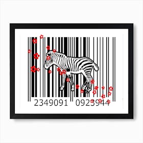 Funny Barcode Animals Art Illustration In Painting Style 078 Art Print