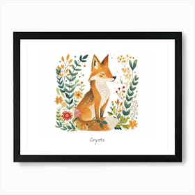 Little Floral Coyote 4 Poster Art Print