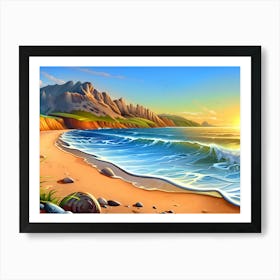 Sunset At The Sculpted Cliffs Art Print