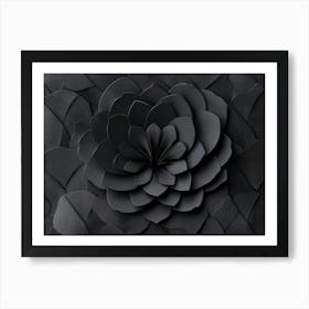 3d Dark Paper Art Fan Shape Nature Flower 1 Art Print