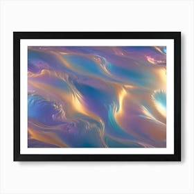 Abstract Background Of Swirling, Iridescent Lines In Shades Of Blue, Purple, And Orange, Creating A Mesmerizing And Dynamic Effect Art Print