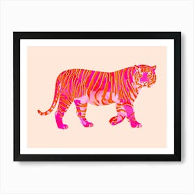 Pink Orange Tiger Art Print