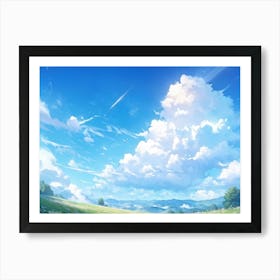 A Panorama Of A Crisp Clear Sky On A Sunlit Day The Vast Cloudscape Spreading Out Unfurling Artist (3) Art Print