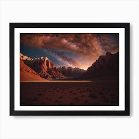 Red canyon under starry sky Art Print