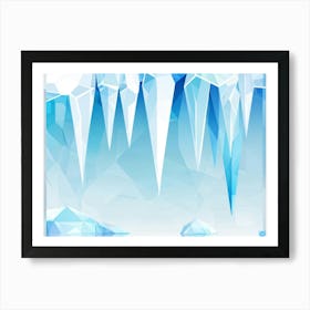 Abstract Polygonal Icicles Pattern Geometric Shapes Resembling Ice Cast In Various Shades Of White (7) Art Print