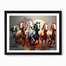 Horses galloping in a field. 2 Art Print