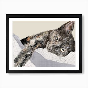 Sleepy Happy Cat Art Print