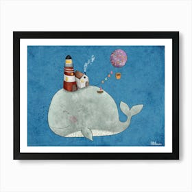 Whale With Balloons Art Print