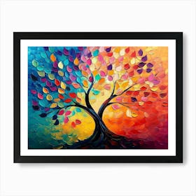 Elegant Colorful Tree With Vibrant Leaves Hanging Branches 15 Art Print