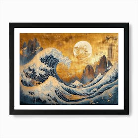 Golden Wave Mountain Art Print