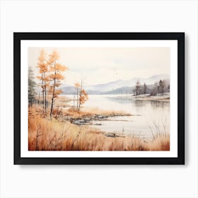 A Painting Of A Lake In Autumn 15 Art Print