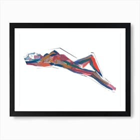 Woman Life Drawing Laying On Her Back Mixed Media Art Print