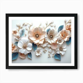 3d Illustration Flowers White Background Art Print