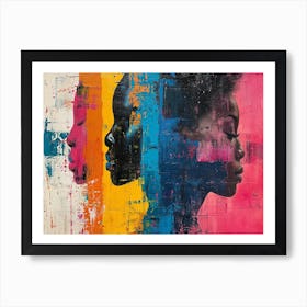 Colorful Chronicles: Abstract Narratives of History and Resilience. Three Women'S Faces 2 Art Print