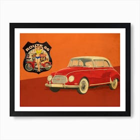 Vintage Car Route 66 Art Print