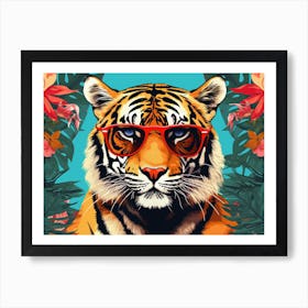 Tiger In Sunglasses Retro Art Print