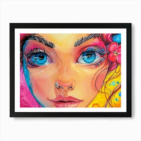 Girl With Blue Eyes Art Print