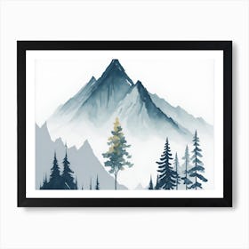 Mountain And Forest In Minimalist Watercolor Horizontal Composition 52 Art Print