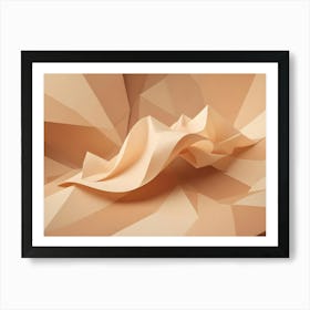 A 3d Rendered Image Of A Beige, Geometric Structure With A Curved, Flowing Element On Top, Creating A Sense Of Movement And Texture Art Print