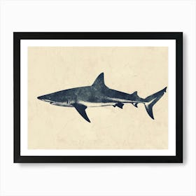 Pelagic Thresher Shark Grey Silhouette 1 Art Print