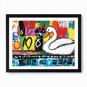 Swan Abstract 90s Oil Painting Art Print