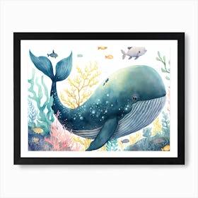 Whale Under The Sea Watercolor Art Print