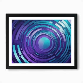 Abstract Geometric Design With Concentric Circles In Shades Of Purple And Teal Against A Dark Background 2 Art Print