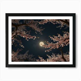 Cherry Blossoms At Night 1 Art Print