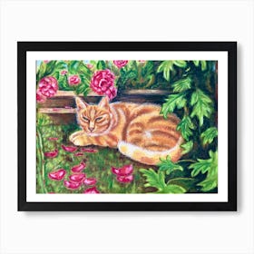 Cat In The Garden Art Print