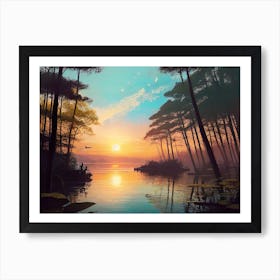 Sunset In The Woods 13 Art Print