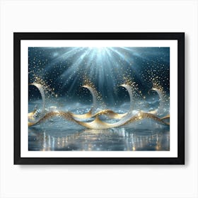 Sparkling golden waves in the sea 8 Art Print