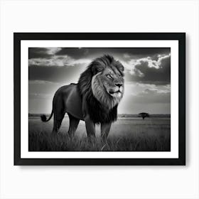 Lion In The Grass Art Print