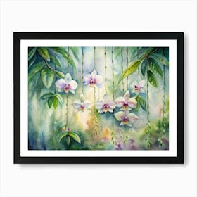 2 Orchids Hanging Gracefully In The Rainforest (1) Art Print