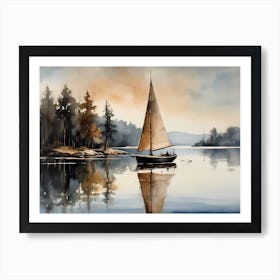 Sailboat Painting Lake House (20) Art Print