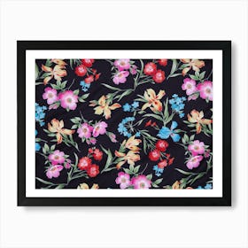 Black Floral Print Art Print