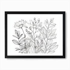 Flowers And Leaves Art Print