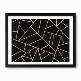 Velvet Black And Rose Gold Art Print