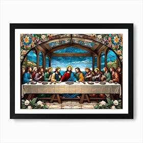 Jesus at the Last Supper Stained Glass #2 Art Print