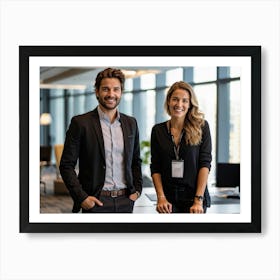 A Portrait Of Confident Young Entrepreneurs At Work A Man And A Woman In Modern Casual Attire Exudi (5) Art Print