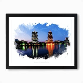Sun & Moon Twin Pagodas, Guilin, China Art Print
